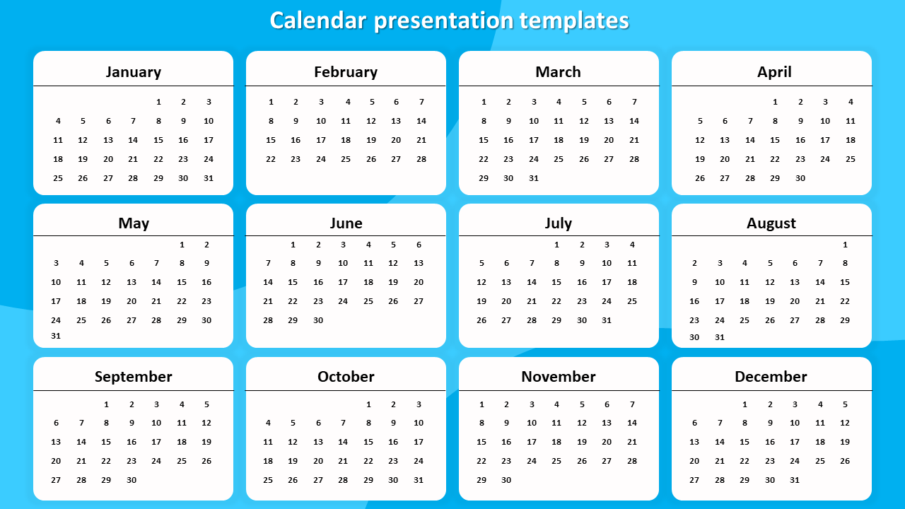 calendar presentation templates